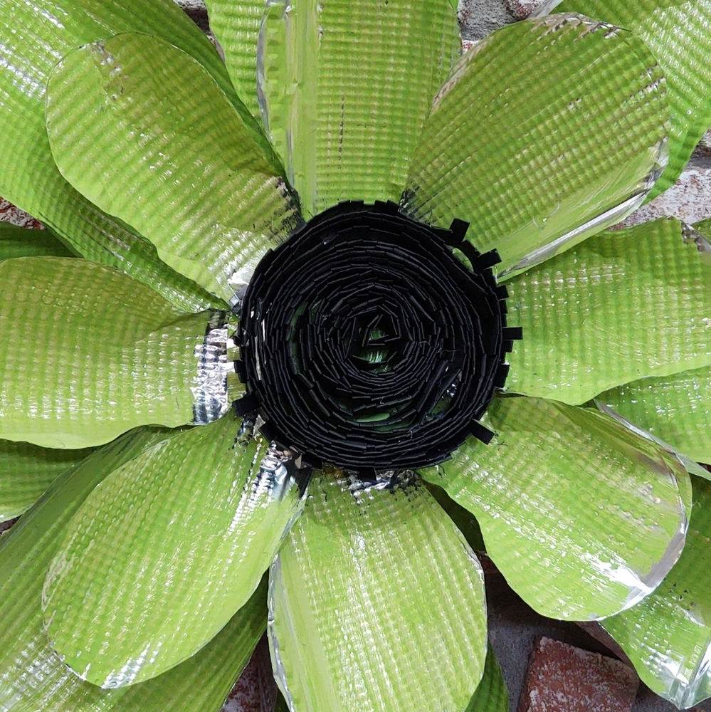 New Handmade Tin Flower Lime Green